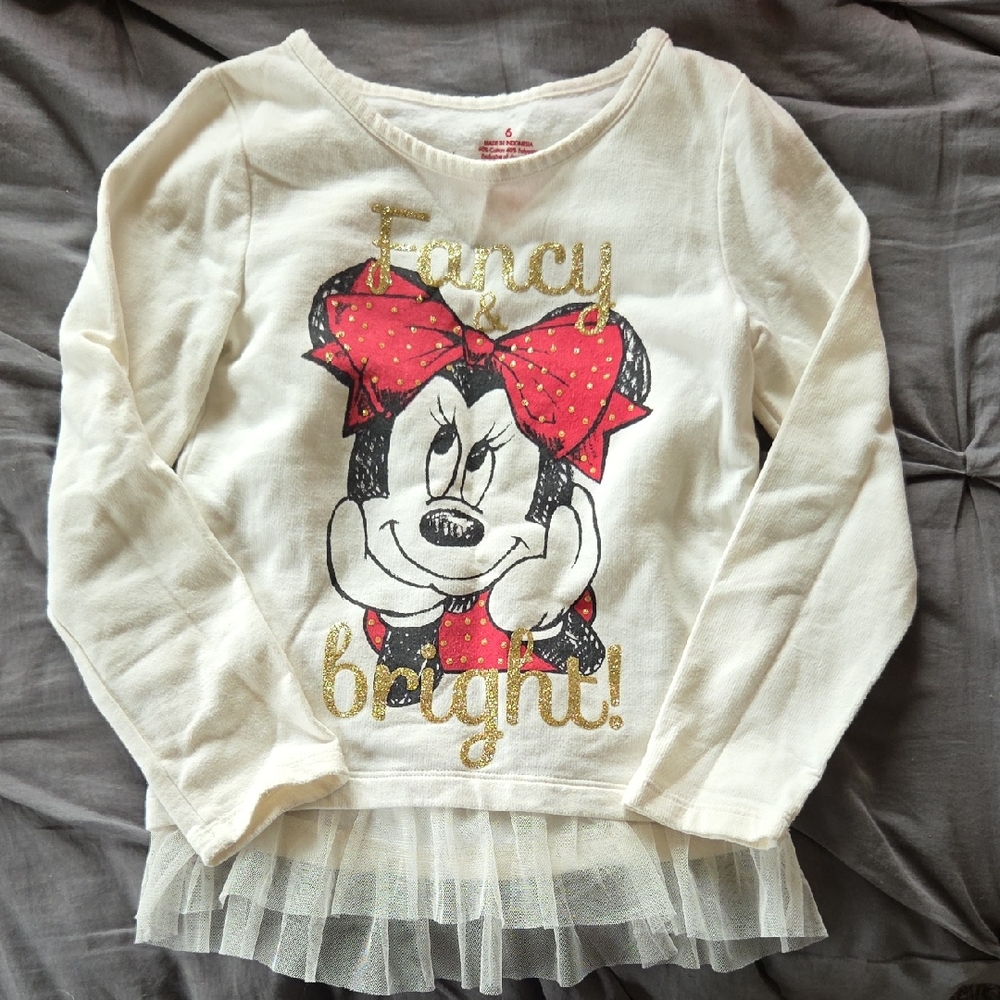 Disney Minnie Mouse Gold and Red Long Sleeve Tee